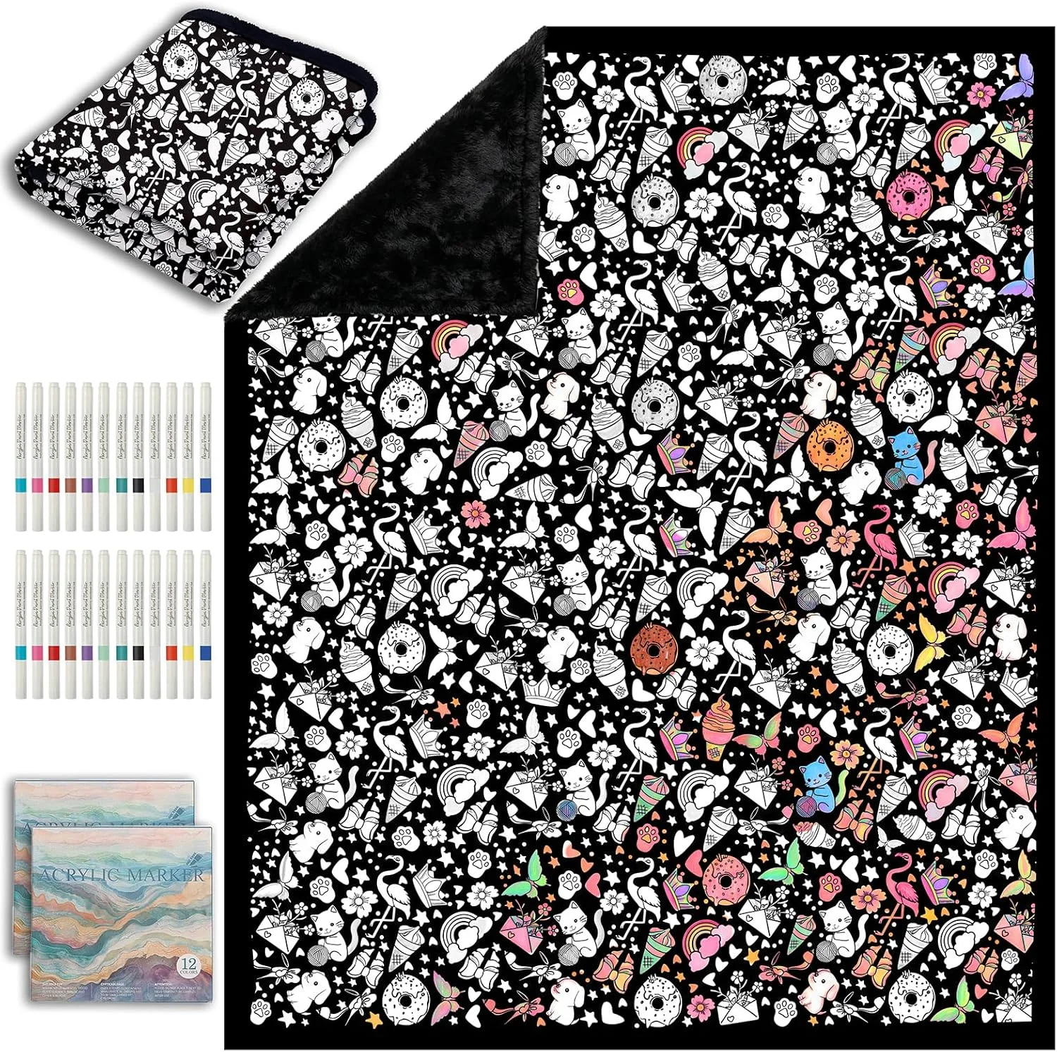 Nook ZHOYIMIMI DIY Cozy Coloring Blankets for Kids & Adults -24 Markers - Image 2