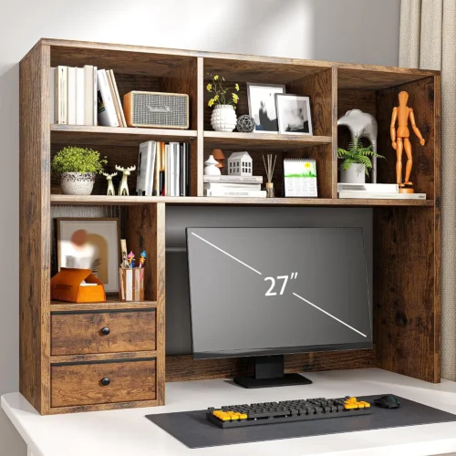 Alternative view of Nook Desktop Bookshelf, 8 Shelves Desk Hutch for Dorm Room, White