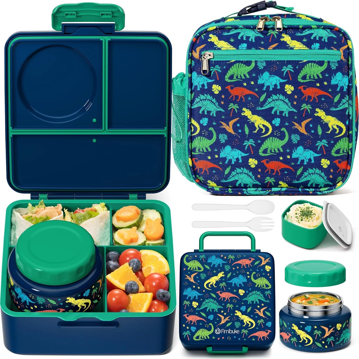 Nook 60oz Kids Bento lunch Box with Insulated Lunch Bag & 8.5oz Thermo - Image 3
