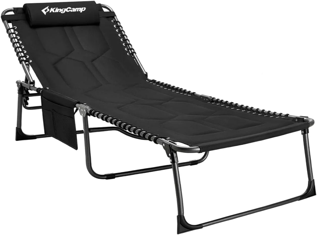 Nook Oversized Tanning Chair, Extra-Wide Padded Folding Chase Lounge Chairs Portable Adjustable 5-Position 440lbs - Image 4