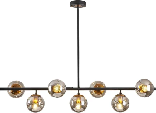 Alternative view of Nook 6-Light Glass Globe Sputnik Chandelier Modern Matte Black and Gold Ceiling Light Fixture Vintage Hanging