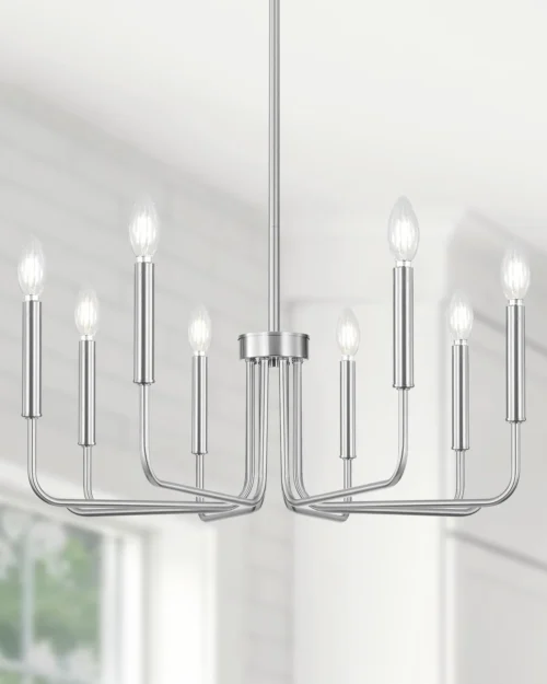 Nook 6 Light Champagne Bronze Chandelier, Farmhouse Chandelier for Dining Room Light Fixture Hanging
