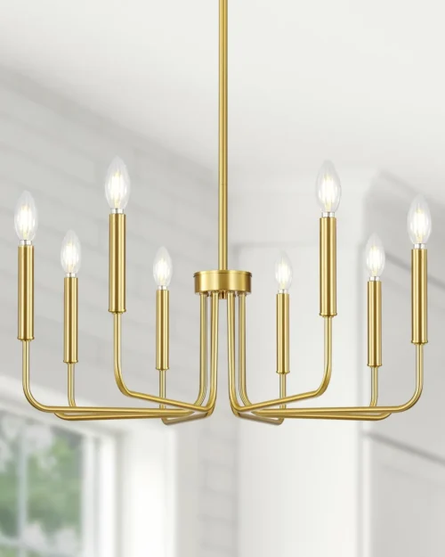 Alternative view of Nook 6 Light Champagne Bronze Chandelier, Farmhouse Chandelier for Dining Room Light Fixture Hanging