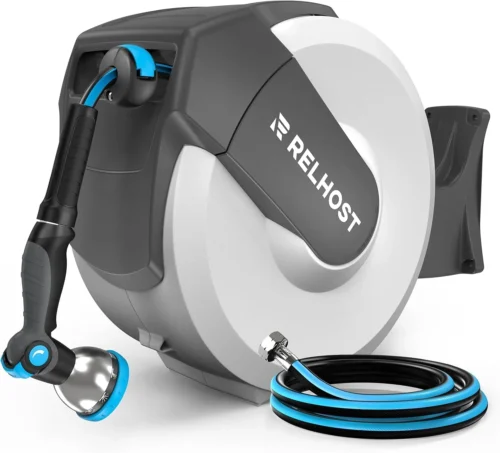 Alternative view of Nook Retractable Garden Hose Reel, 1/2 in x 100 ft Wall Mount Heavy Duty Hose Reel with Any-Length Lock