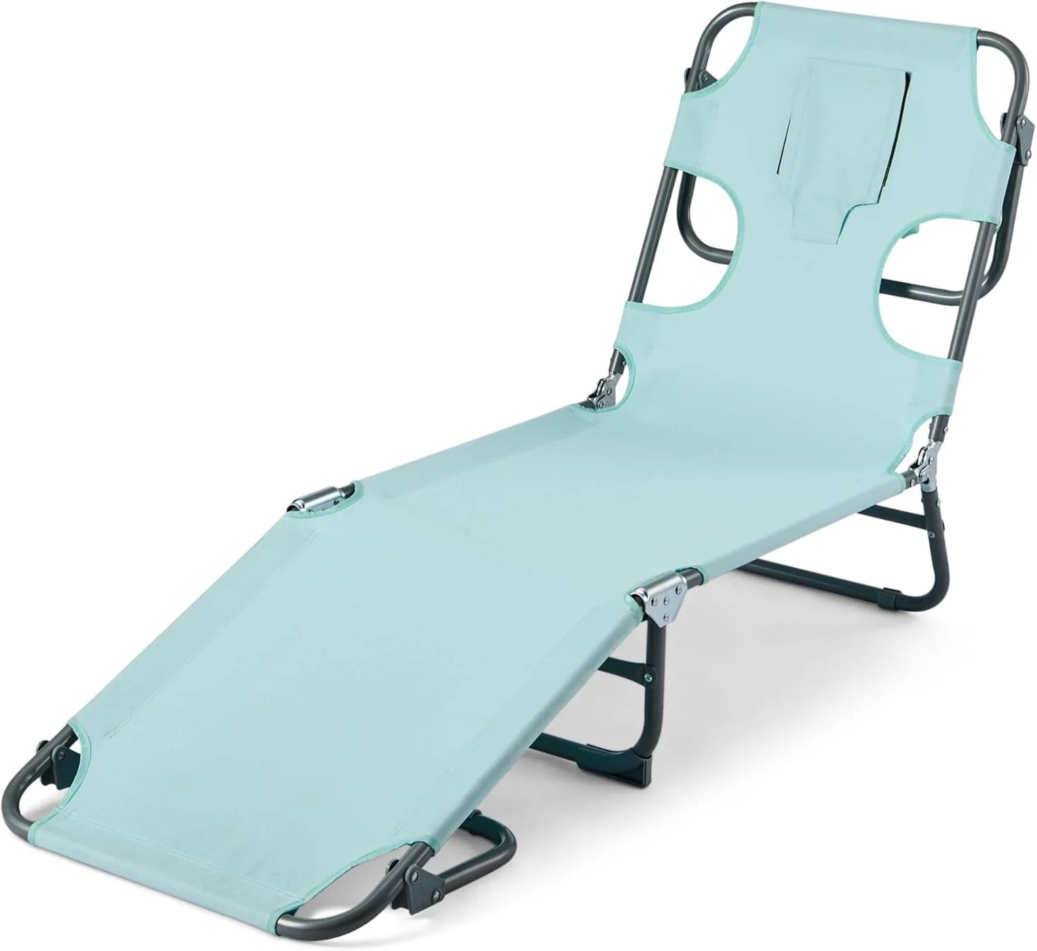 Nook Basics Outdoor Lounge Tanning Chair, Foldable Chaise with Multi-Angle Backrest, Portable with Carry Strap, 1-Pack