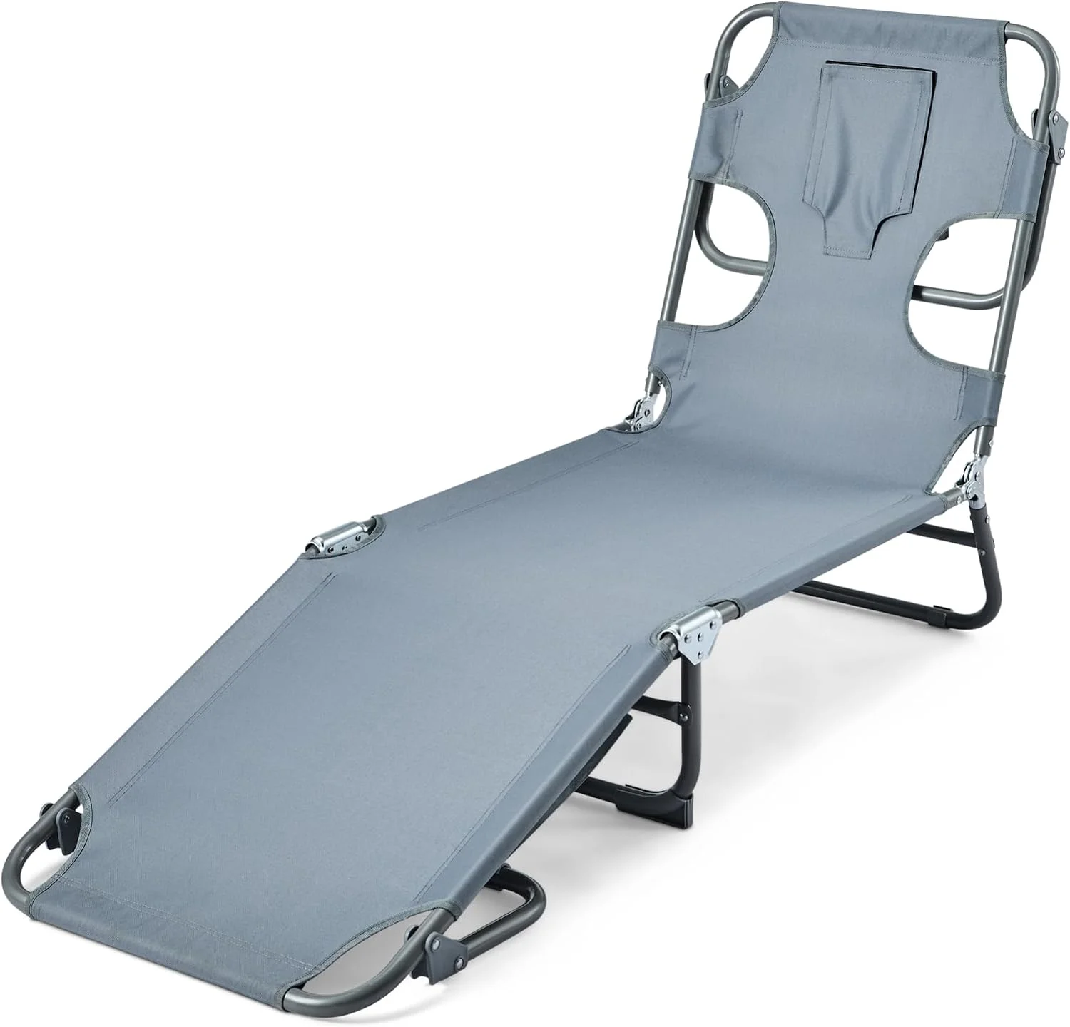 Nook Basics Outdoor Lounge Tanning Chair, Foldable Chaise with Multi-Angle Backrest, Portable with Carry Strap, 1-Pack - Image 2