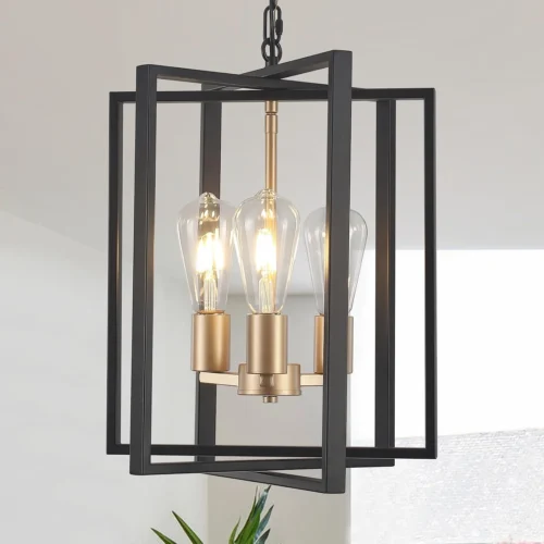 Alternative view of Nook Black Farmhouse Modern Chandelier Light Fixture for Dining Room, 3 Light