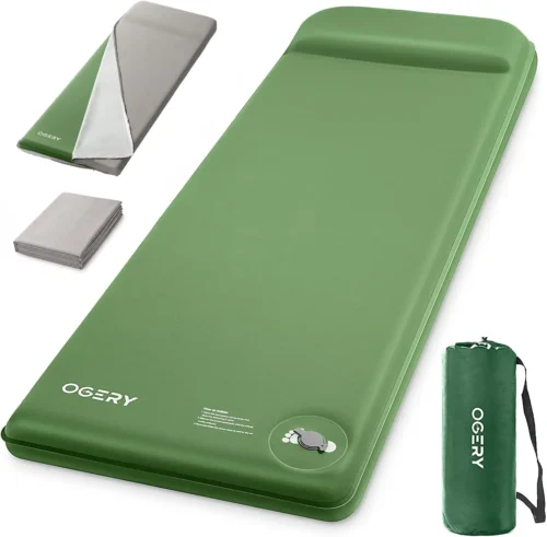 Nook Self-Inflating Sleeping Pad with Built-in Foot Pump, 3 Memory Camping Mattress Pad, Quiet & 9.5 R-Value Insulated