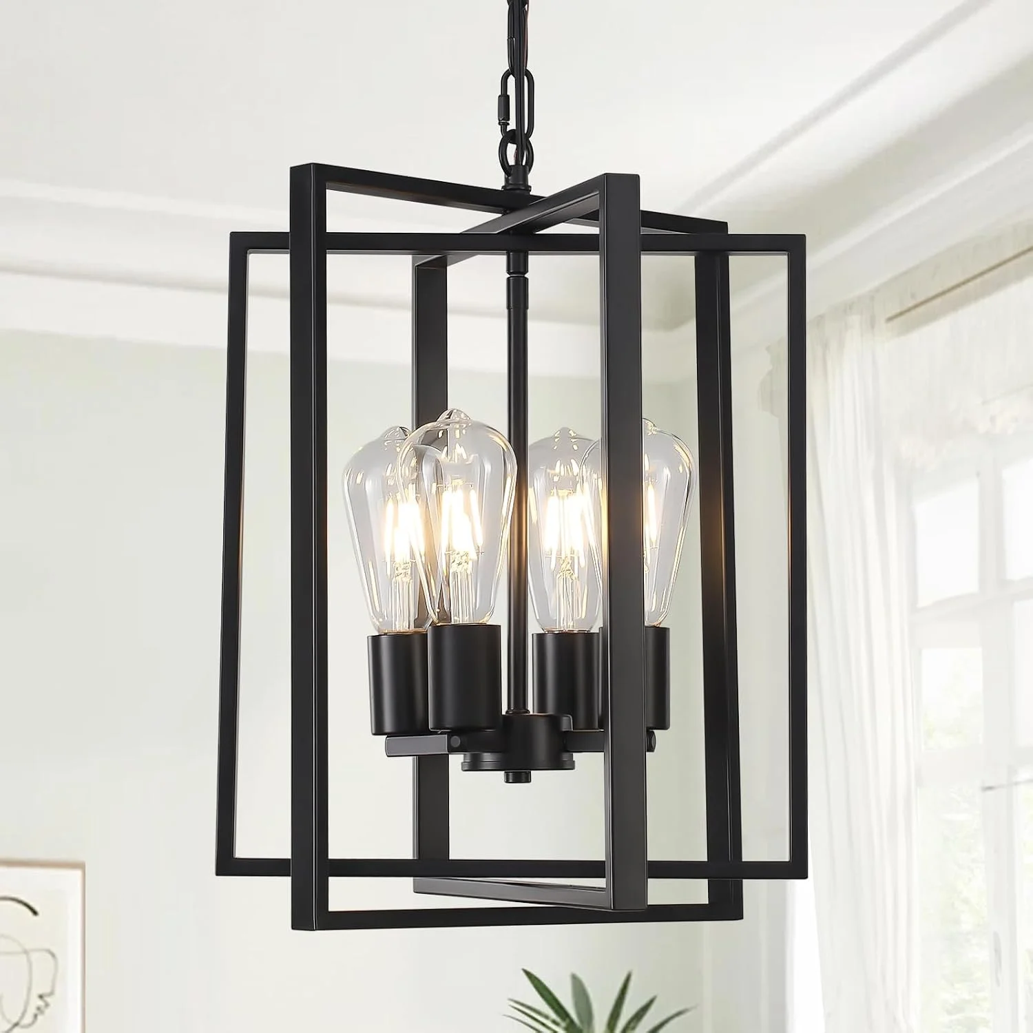 Nook Black Farmhouse Modern Chandelier Light Fixture for Dining Room, 3 Light - Image 5