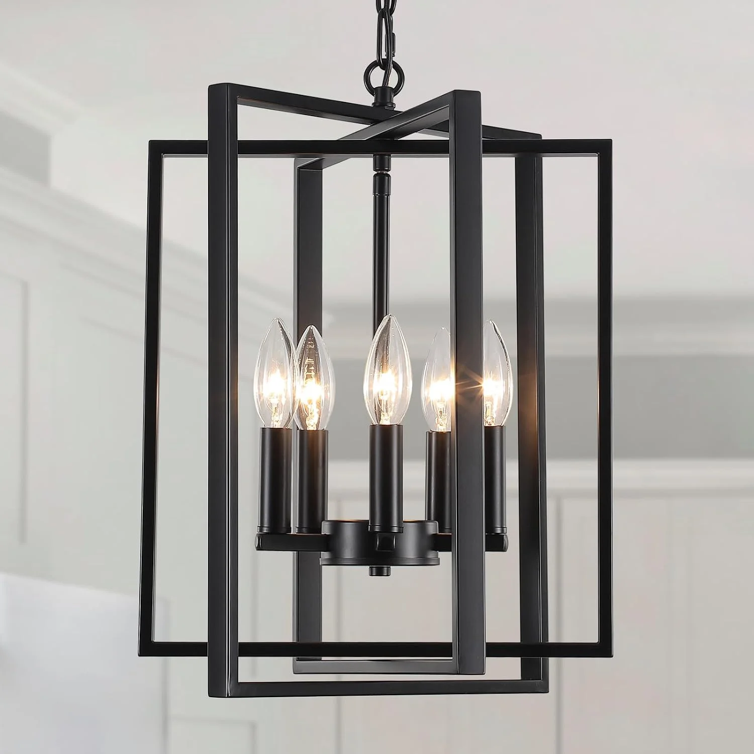 Nook Black Farmhouse Modern Chandelier Light Fixture for Dining Room, 3 Light