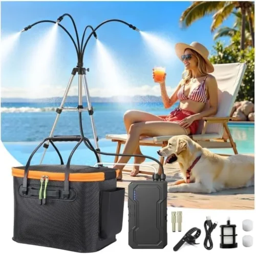 Alternative view of Nook Portable Misting System for Outside Patio, Outdoor Water Cooling Mister with Battery Powered Pump (Max 8Hrs)