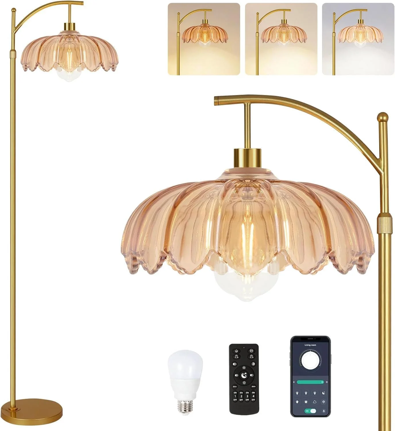 Nook Floor Lamp for Living Room Rattan Boho Floor Lamp with Remote Control, Dimmable, 3-Color Temperature - Image 13