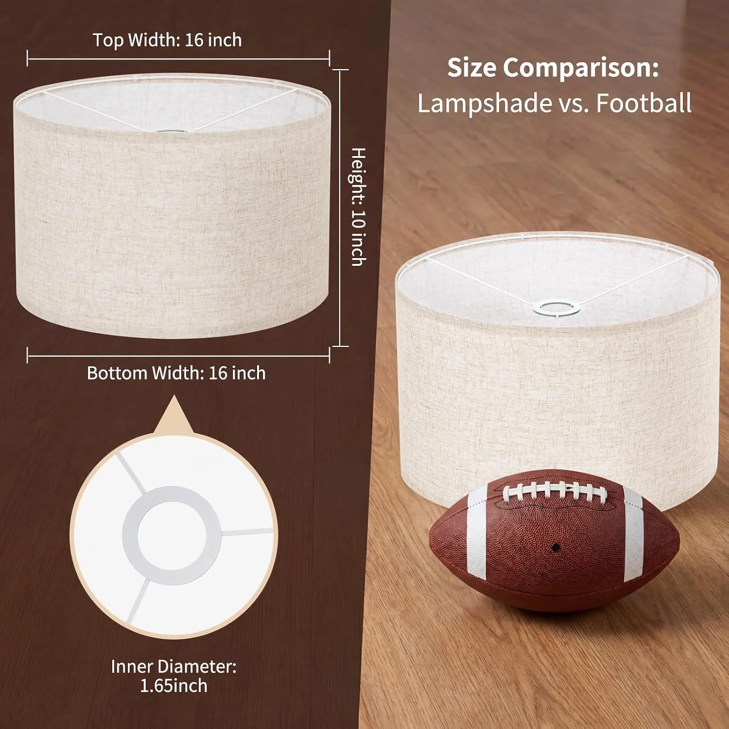 Nook Large Drum Lamp Shade 16 Top x 16 Bottom x 10 High - Image 6