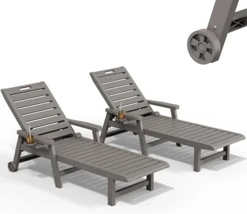 Alternative view of Chair, Pool Lounge Chairs Set of 2, Waterproof Sun Loungers Chair, 5-Positions Adjustable Outdoor Lounge Chairs