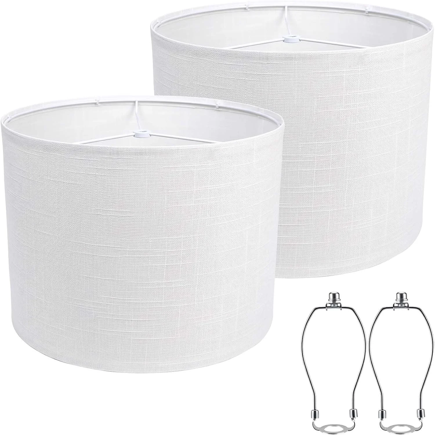 Nook White 13 Drum Lamp Shades Set of 2 with Harps - Image 3