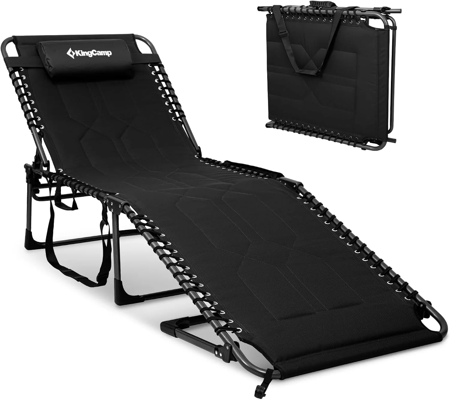 Nook Oversized Tanning Chair, Extra-Wide Padded Folding Chase Lounge Chairs Portable Adjustable 5-Position 440lbs - Image 5