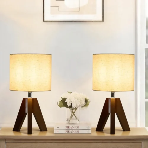 Nook Set of 2 Tripod Table Lamps, Dimmable, Boho Modern Nightstand Lamps for Bedroom Living Room Office