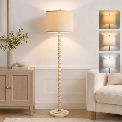 Alternative view of Nook Farmhouse Floor Lamp, 3-Color Temperature, Rotary Switch, Rustic Resin Tall Lamps for Living Room