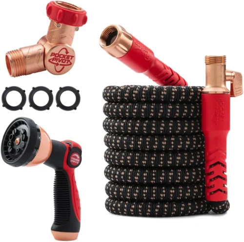 Nook Hose 50 FT Copper Head Expandable Garden Hose, As Seen on TV, 360° swiveling pocket pivot connector
