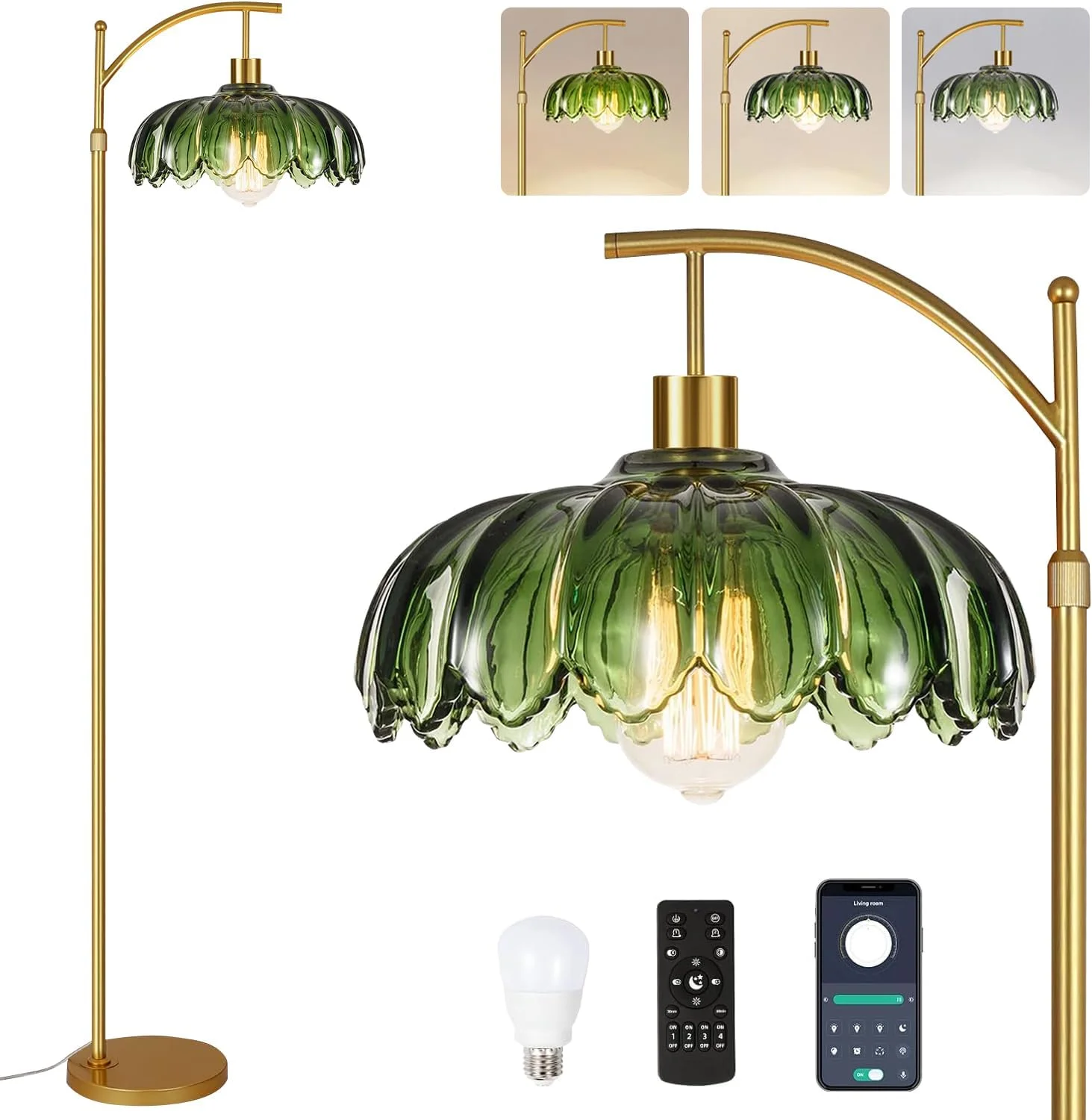 Nook Floor Lamp for Living Room Rattan Boho Floor Lamp with Remote Control, Dimmable, 3-Color Temperature - Image 8