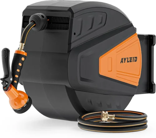 Alternative view of Nook Retractable Rubber Hybrid Garden Hose Reel, 5/8x100ft Wall Mount, 24-month warranty, 9-pattern sprayer