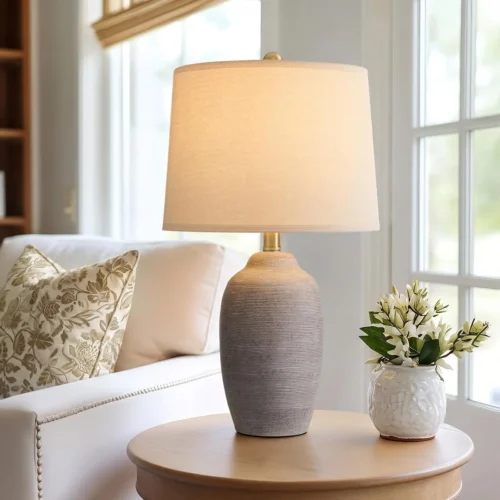 Alternative view of Nook 24.5 Vintage Ceramic Table Lamp Single-Rustic Boho Accent Nightstand Lamps