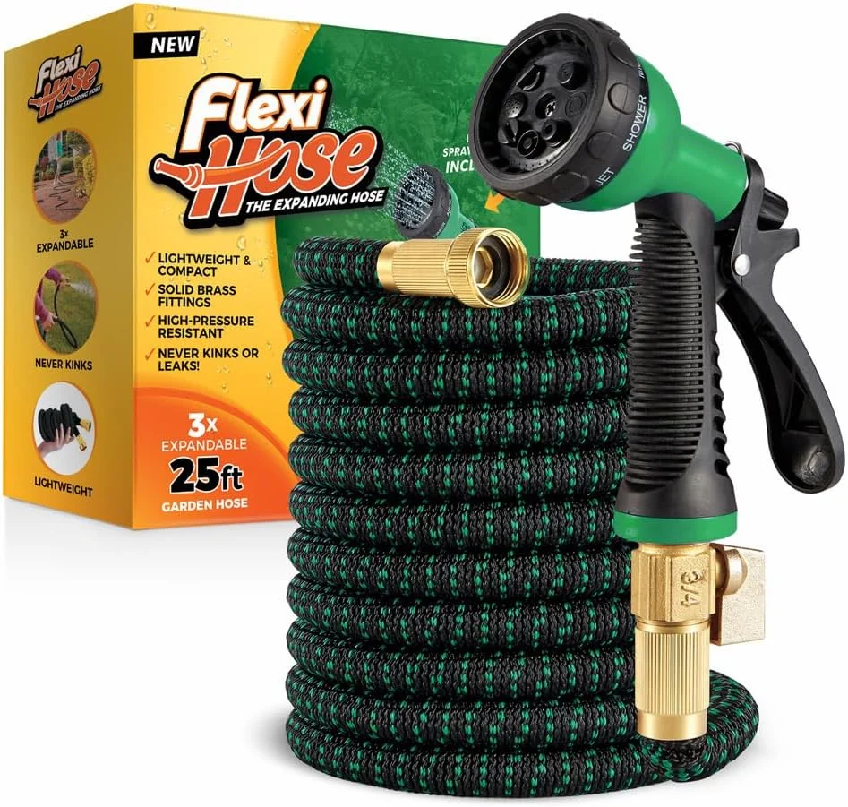 Hose with 8 Function Nozzle, 100FT, 3/4 Inch Solid Brass Fittings and Double Latex Core - Image 5