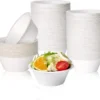 150 Pack 12 oz Compostable Paper Bowls Disposable, White