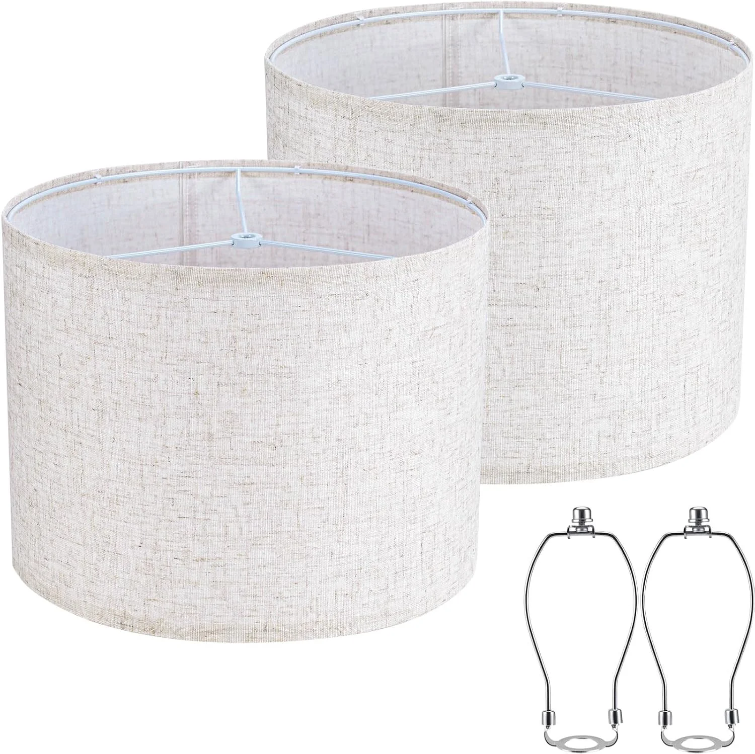 Nook White 13 Drum Lamp Shades Set of 2 with Harps
