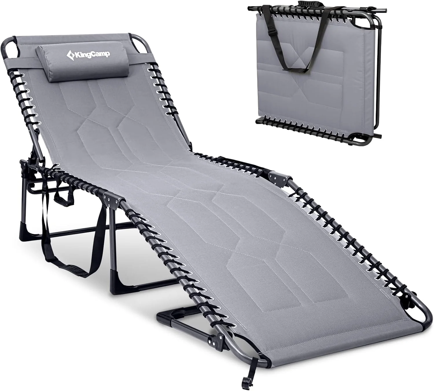 Nook Oversized Tanning Chair, Extra-Wide Padded Folding Chase Lounge Chairs Portable Adjustable 5-Position 440lbs - Image 2