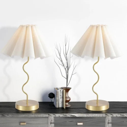 Nook Pleated Table Lamp, Modern Lamp for Bedroom Home Office Decor