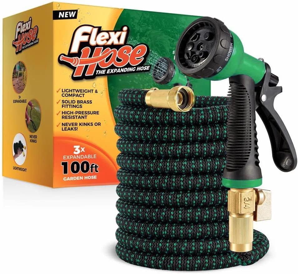 Hose with 8 Function Nozzle, 100FT, 3/4 Inch Solid Brass Fittings and Double Latex Core - Image 4