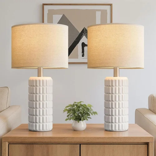Alternative view of Nook 23 Modern Ceramic Table Lamp Set of 2, Farmhouse Bedside Night Stands Lamp for Bedroom