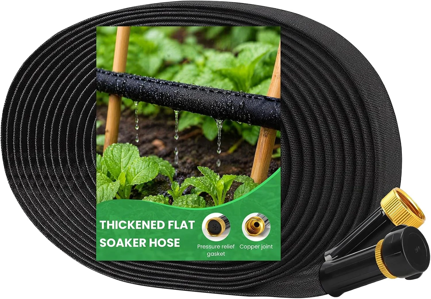 Nook 2026 Thickened Flat Soaker Hose 200Ft with Copper Joint, Saving 80% Water, 1mm Hose, 360°Swival Handle - Image 3