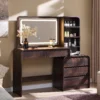 Nook Vanity Desk with Mirror and Lights, 50” Modren Makeup Vanity with 35.43 Mirror and 5 Drawers
