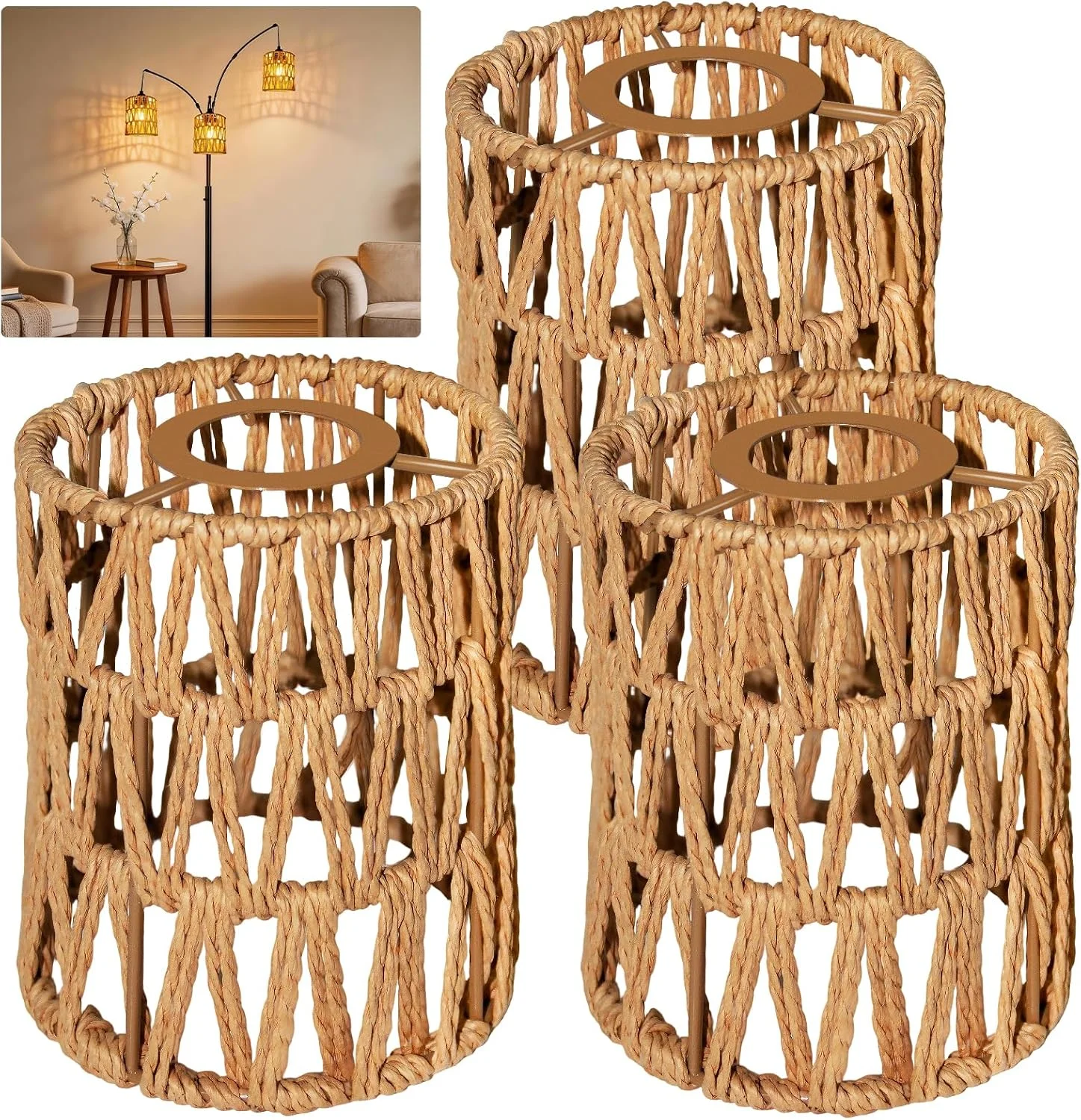 Nook Hanging Light Lamp Shades Boho Rattan Lamp Shades - Image 4