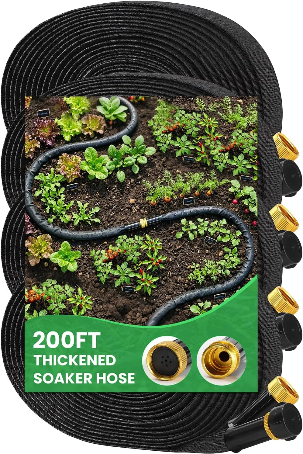 Nook 2026 Thickened Flat Soaker Hose 200Ft with Copper Joint, Saving 80% Water, 1mm Hose, 360°Swival Handle - Image 2