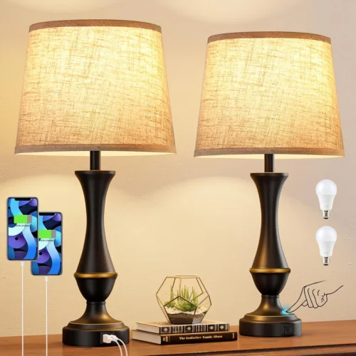 Nook Touch Lamps for Nightstand, Dimmable, Bulb Included