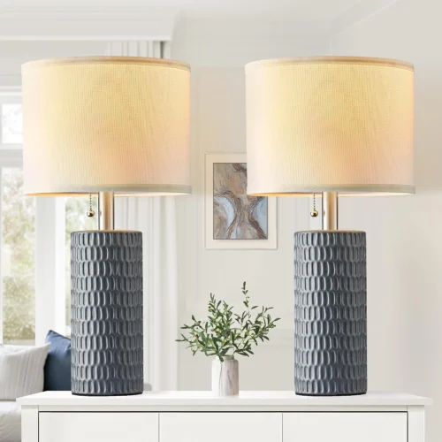 Alternative view of Nook 20.5 Modern Ceramic Table Lamps for Bedroom Set of 2, Farmhouse Table Lamp for Living Room Office Dorm