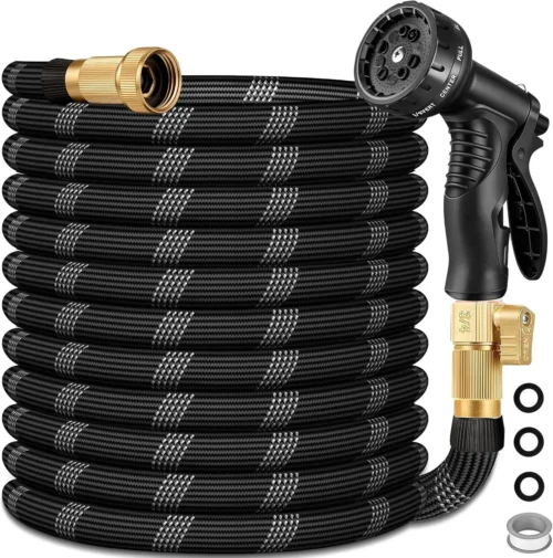Nook FT Non-Expandable Garden Hose, Lightweight Hose with 10 Function Spray Nozzle, 3/4'' Solid Connectors Garden Hose